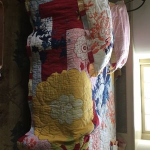 anthropology full size quilt and two pillow shams